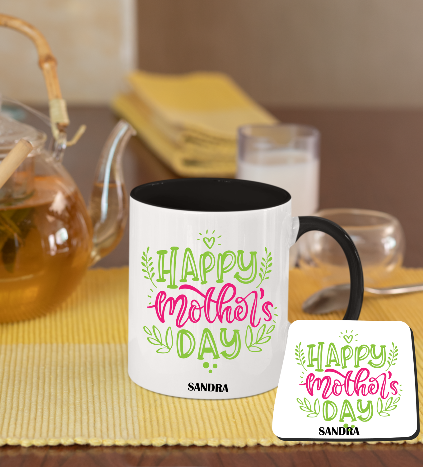 Personalized Mug &amp; Coaster Sets-Mom/Dad