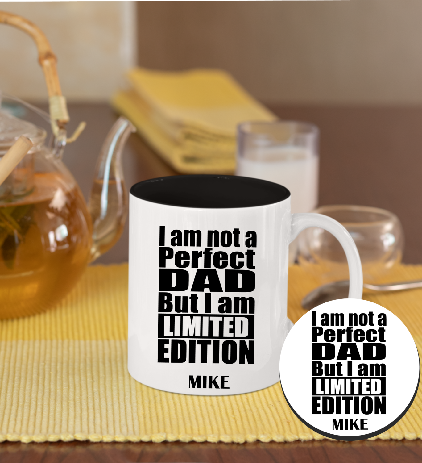 Personalized Mug &amp; Coaster Sets-Mom/Dad
