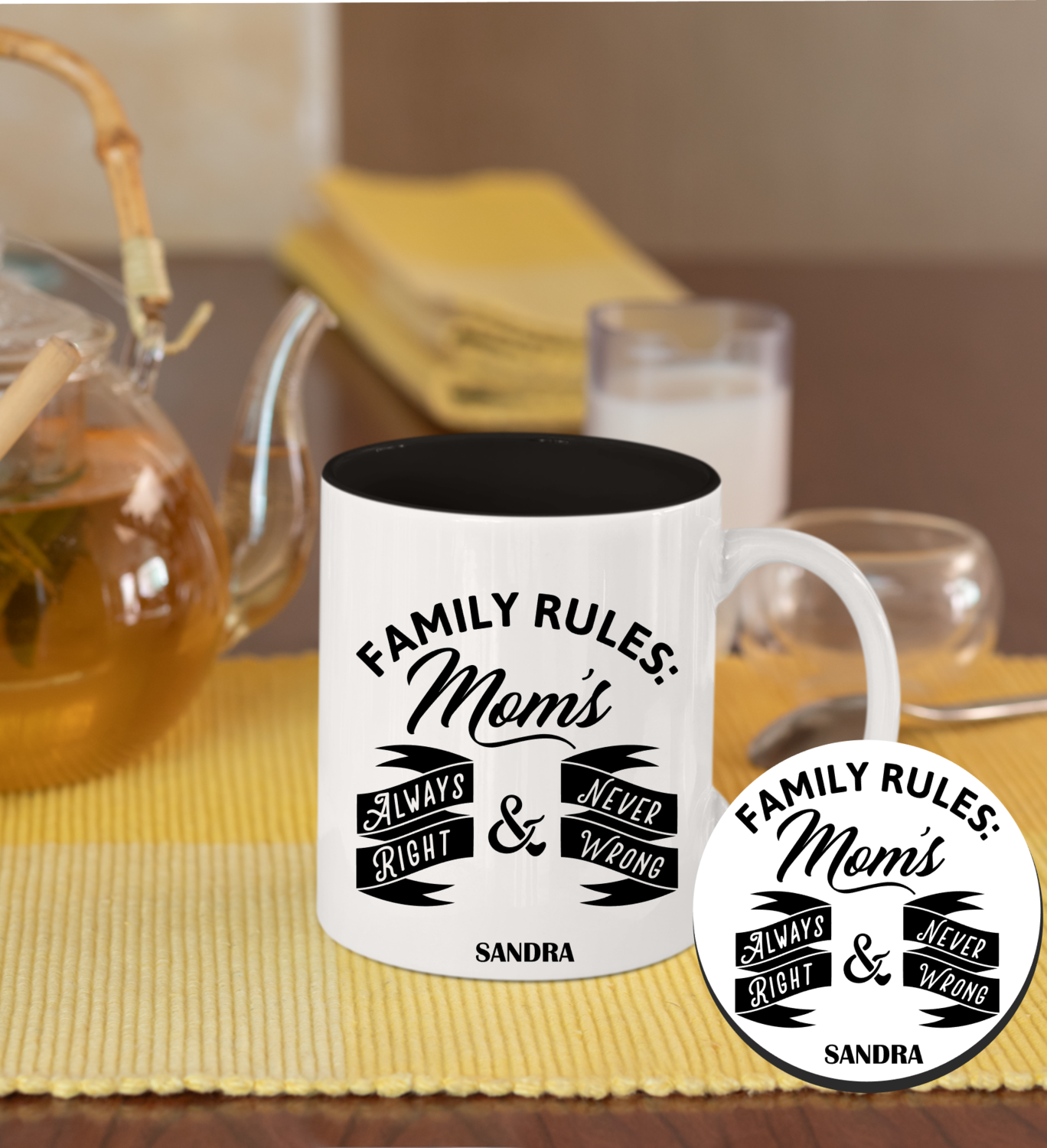 Personalized Mug &amp; Coaster Sets-Mom/Dad