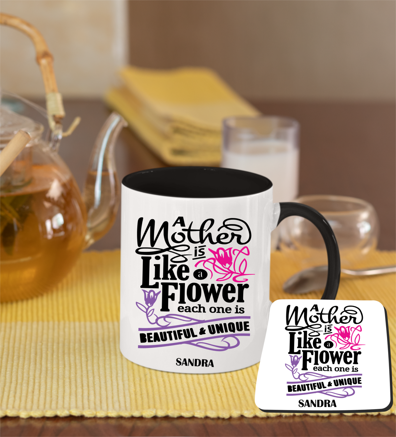 Personalized Mug &amp; Coaster Sets-Mom/Dad
