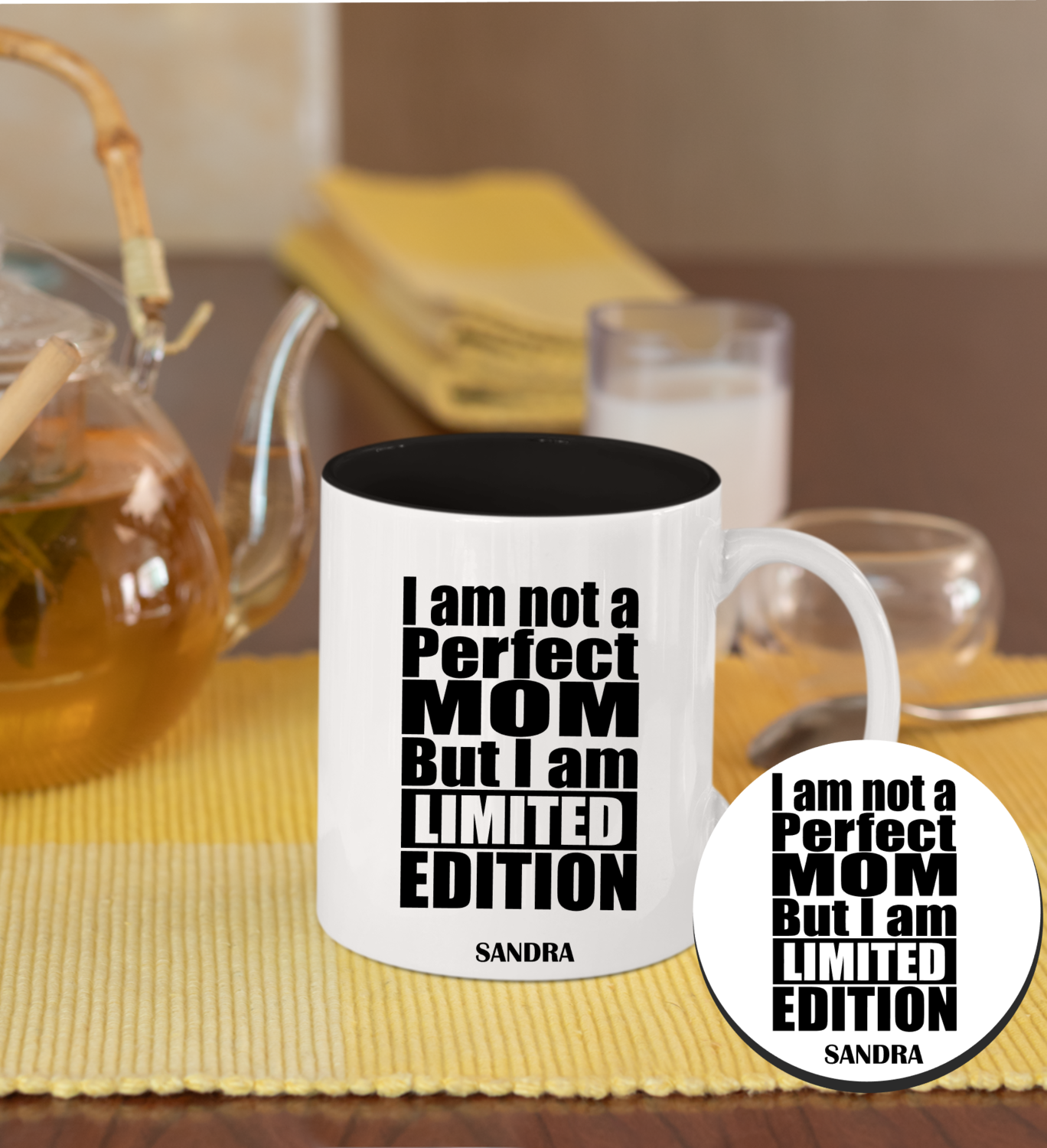 Personalized Mug &amp; Coaster Sets-Mom/Dad