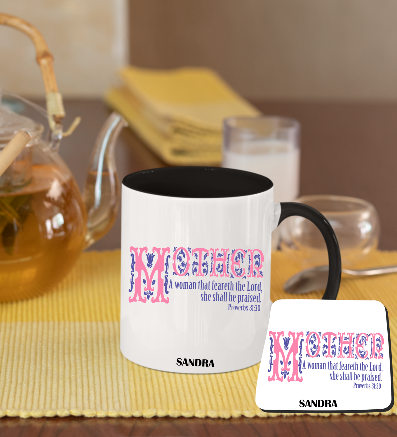 Personalized Mug &amp; Coaster Sets-Mom/Dad