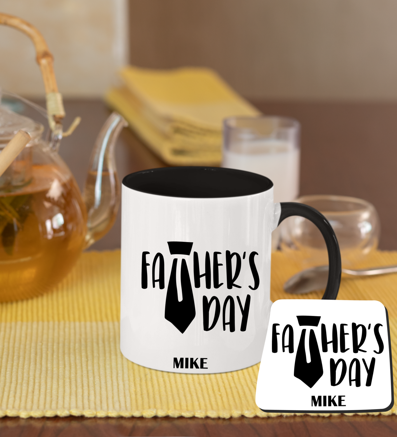 Personalized Mug &amp; Coaster Sets-Mom/Dad
