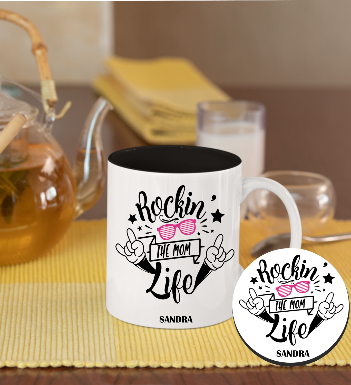 Personalized Mug &amp; Coaster Sets-Mom/Dad
