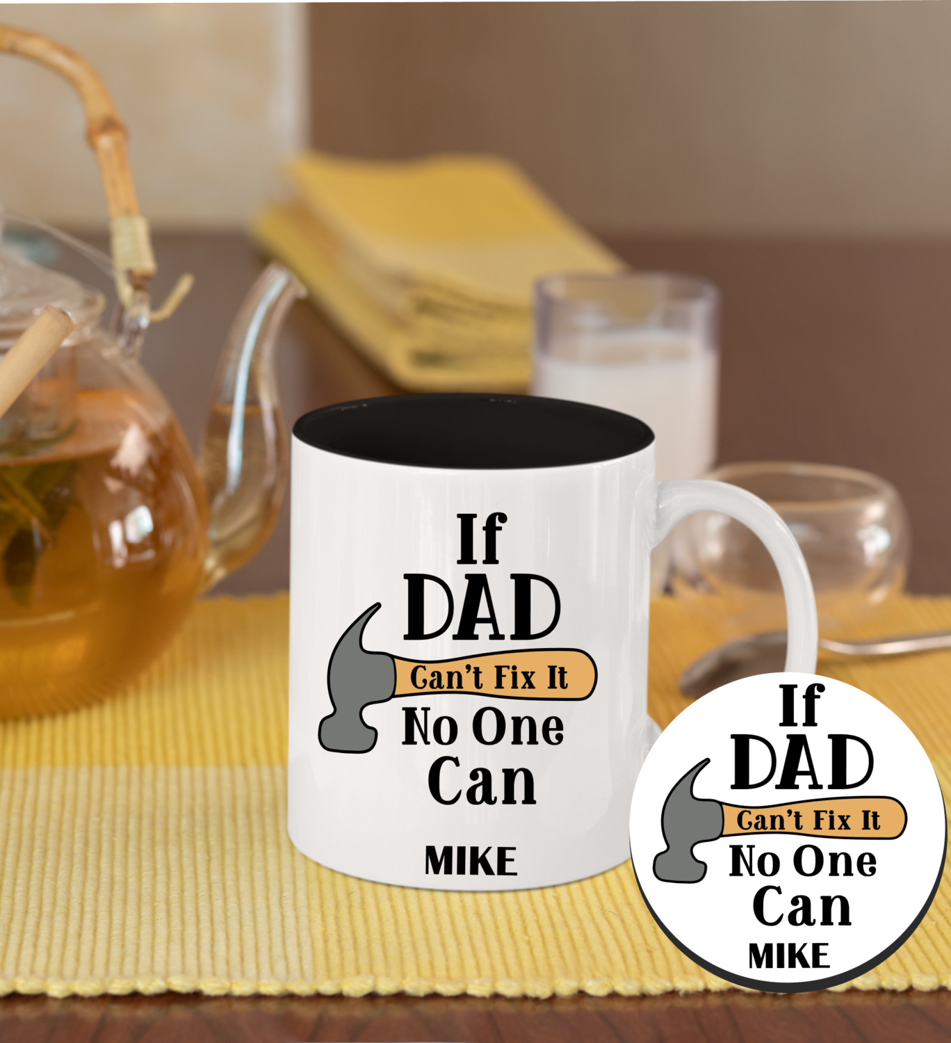 Personalized Mug &amp; Coaster Sets-Mom/Dad