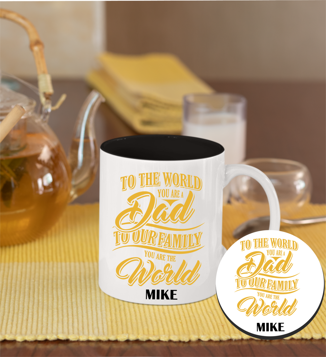 Personalized Mug &amp; Coaster Sets-Mom/Dad