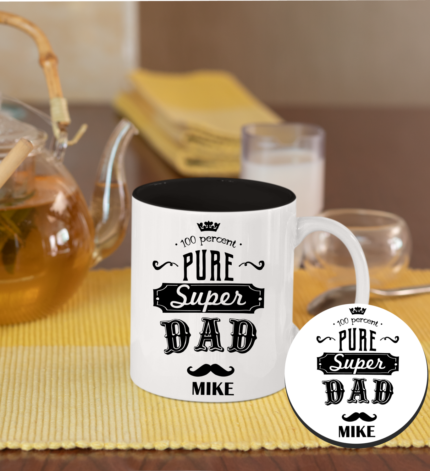 Personalized Mug &amp; Coaster Sets-Mom/Dad