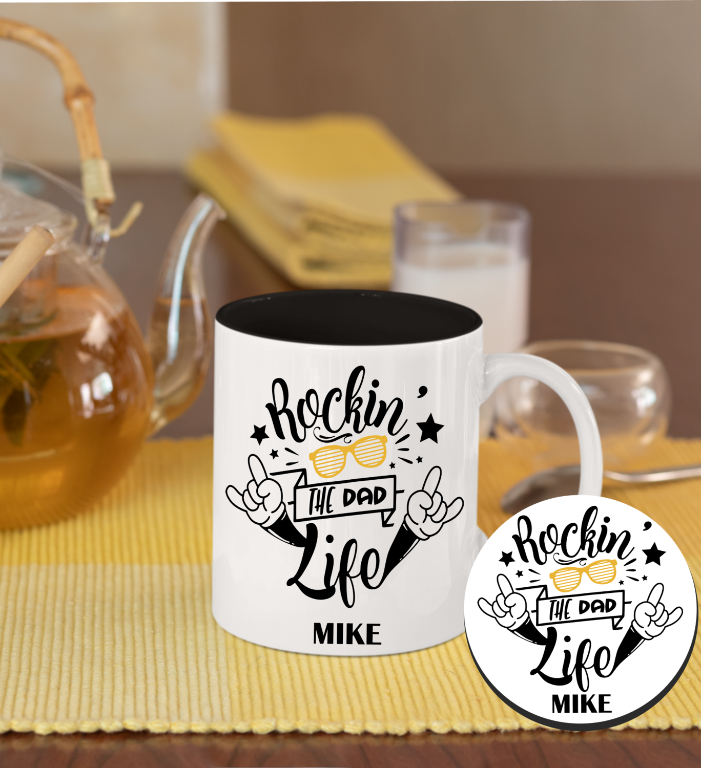 Personalized Mug &amp; Coaster Sets-Mom/Dad