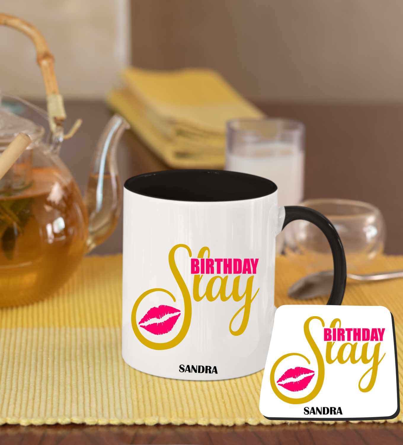 Personalized Mug &amp; Coaster Sets-Birthday