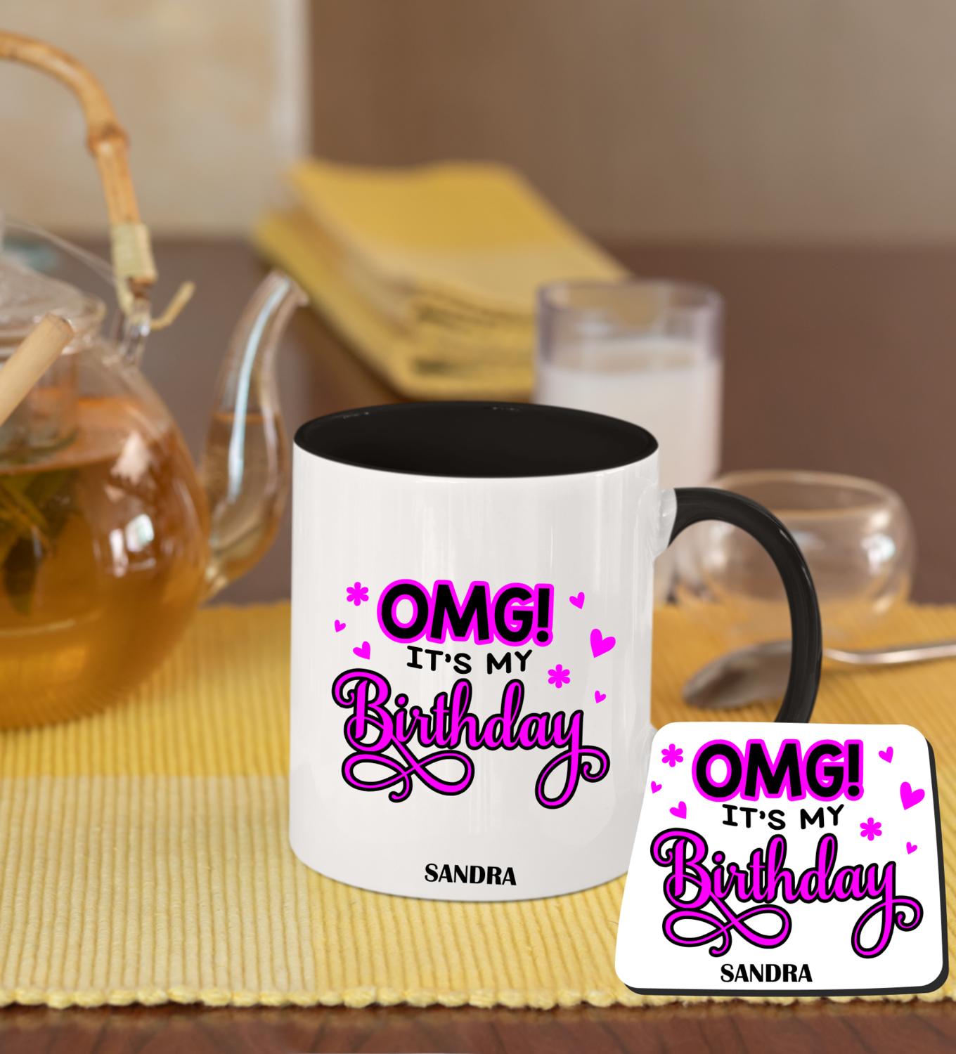 Personalized Mug &amp; Coaster Sets-Birthday