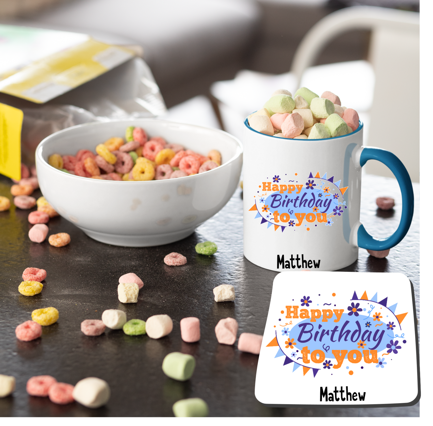 Personalized Mug &amp; Coaster Sets Kids-Birthday