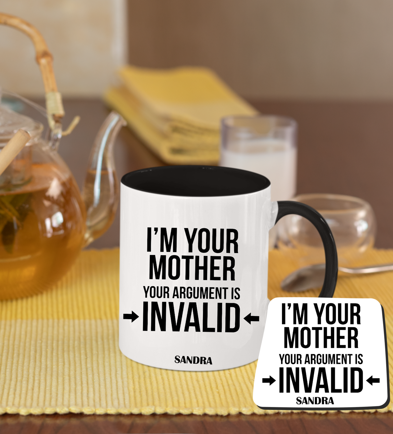 Personalized Mug &amp; Coaster Sets-Mom/Dad