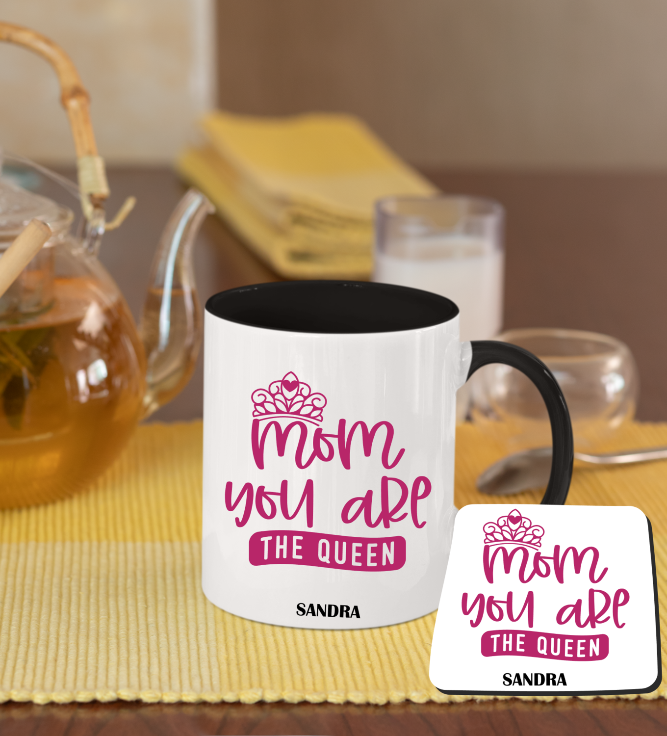 Personalized Mug &amp; Coaster Sets-Mom/Dad