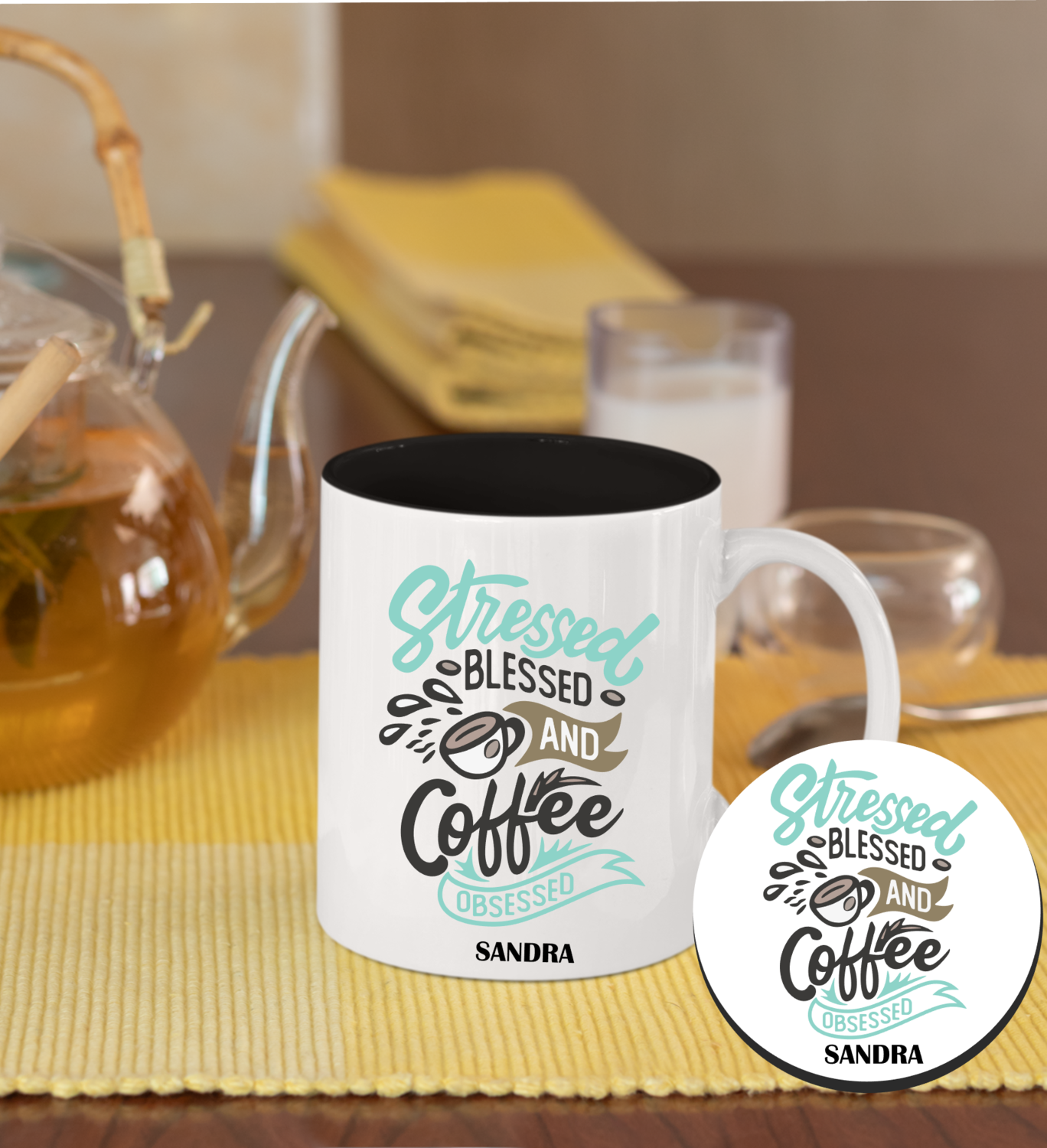 Personalized Mug &amp; Coaster Sets-His/Hers