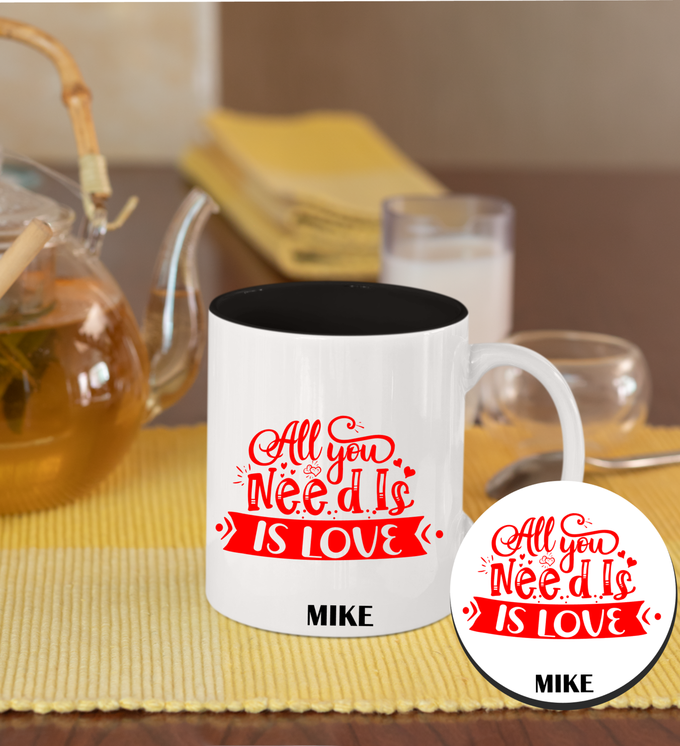 Personalized Mug &amp; Coaster Sets-His/Hers