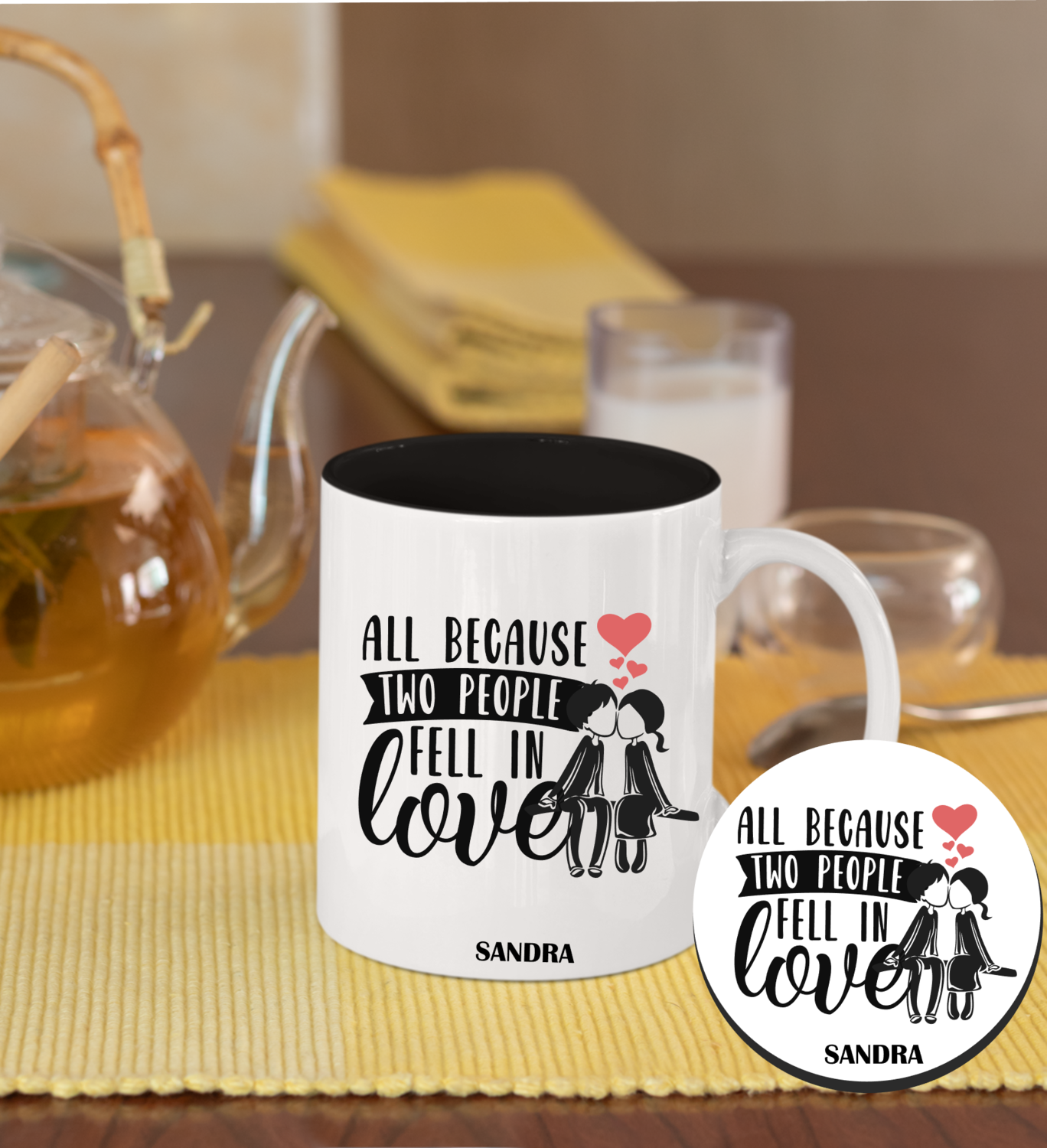 Personalized Mug &amp; Coaster Sets-His/Hers