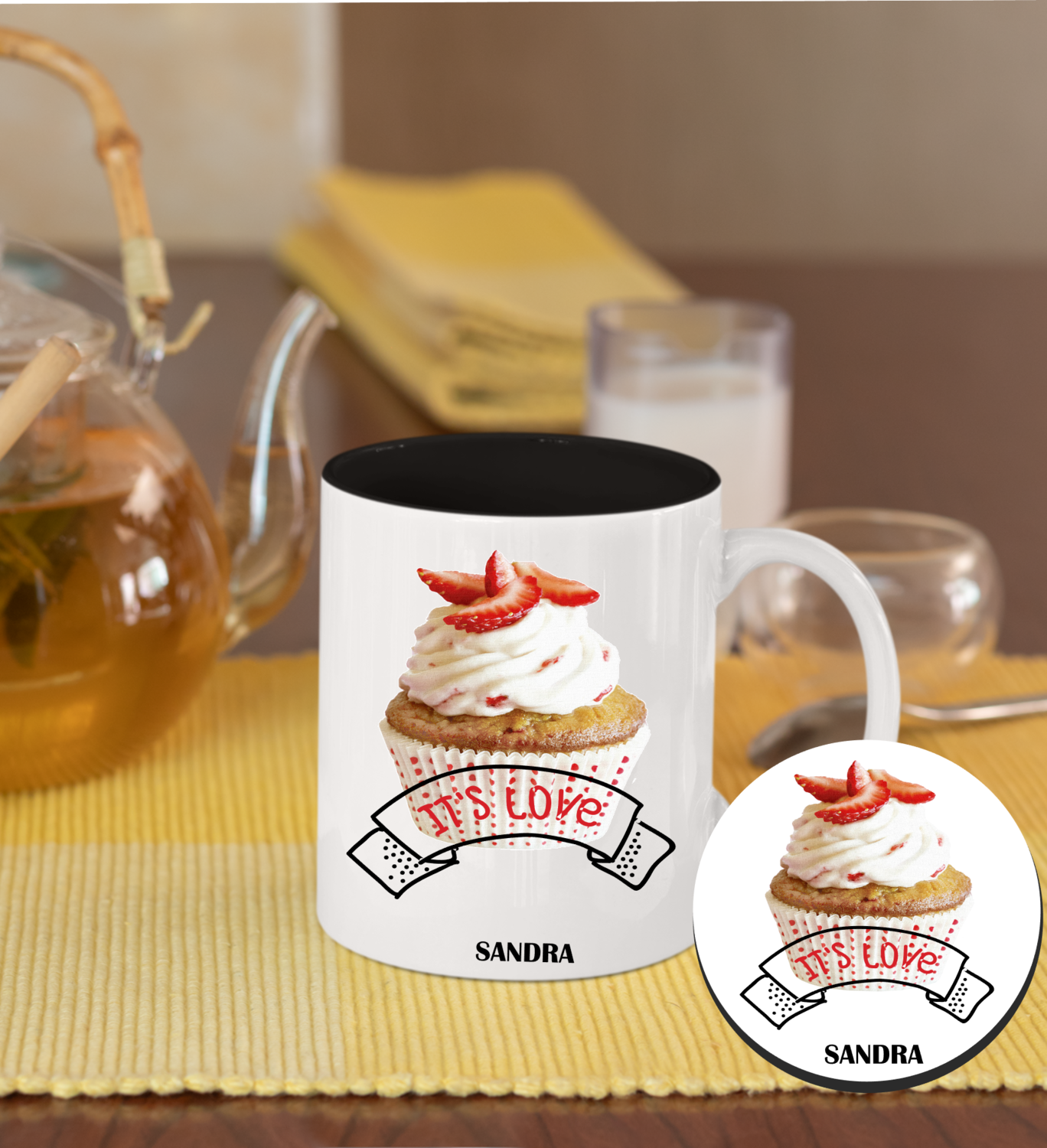 Personalized Mug &amp; Coaster Sets-His/Hers