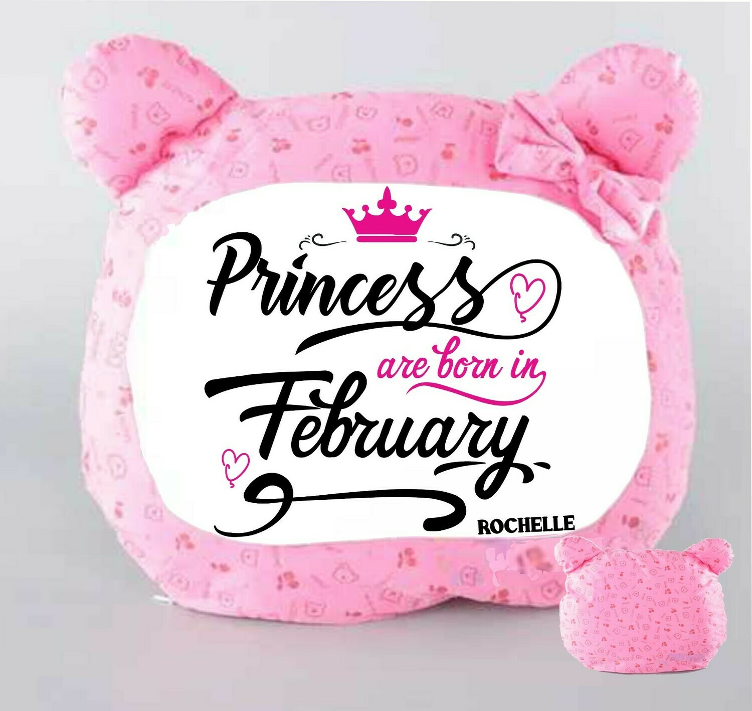 Personalized Bear Head Birthday Pillows-Girls