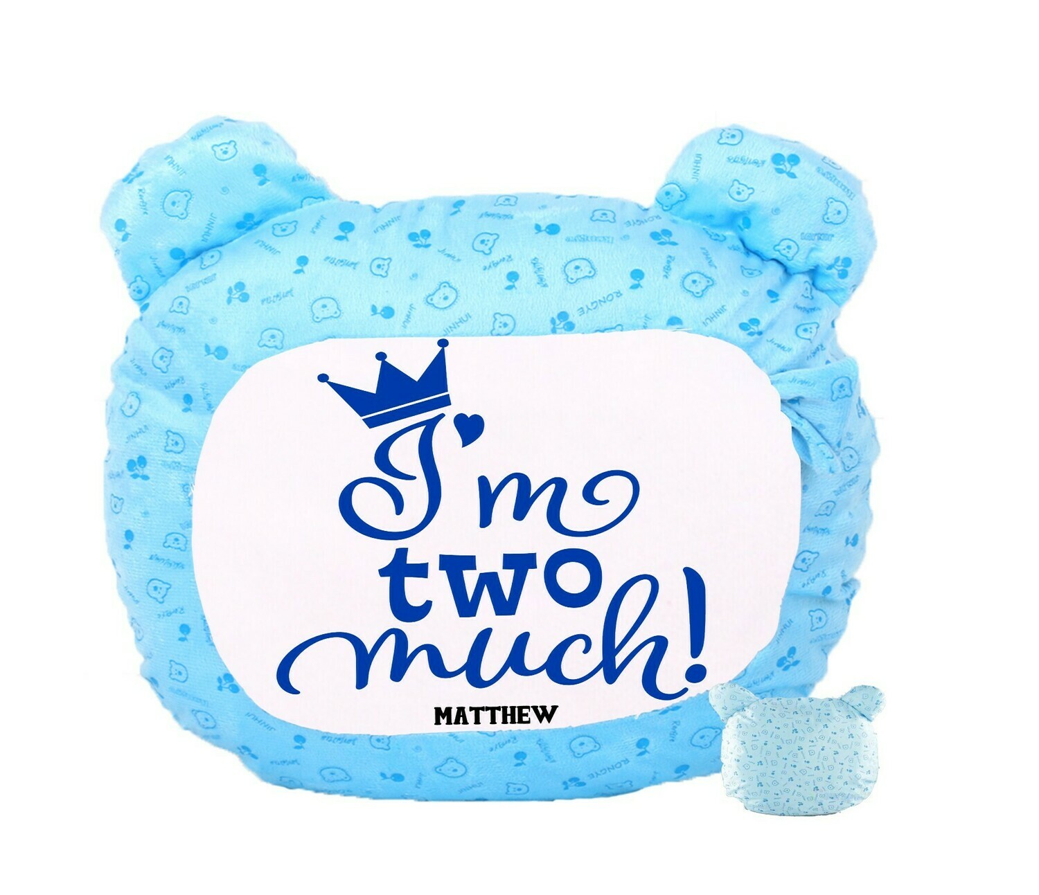 Personalized Bear Head Birthday Pillows-Boys