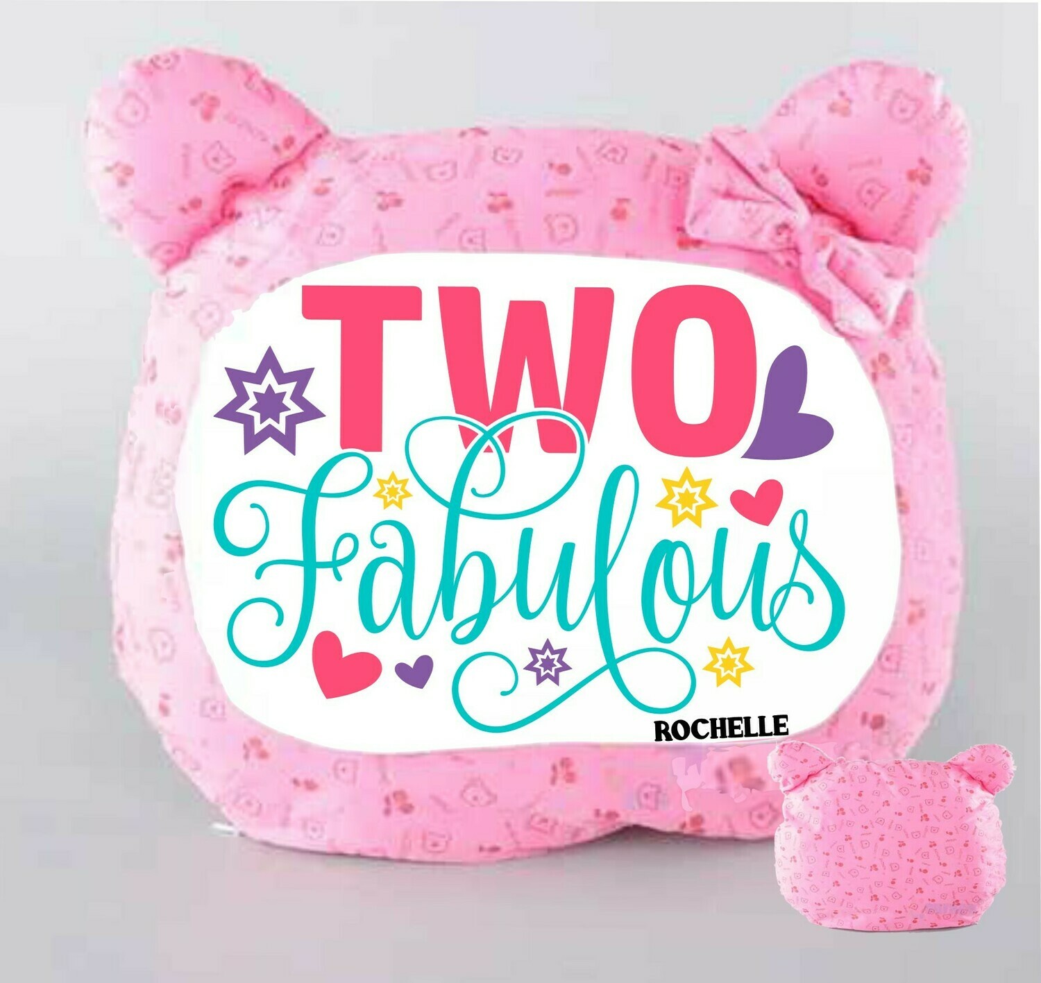 Personalized Bear Head Birthday Pillows-Girls