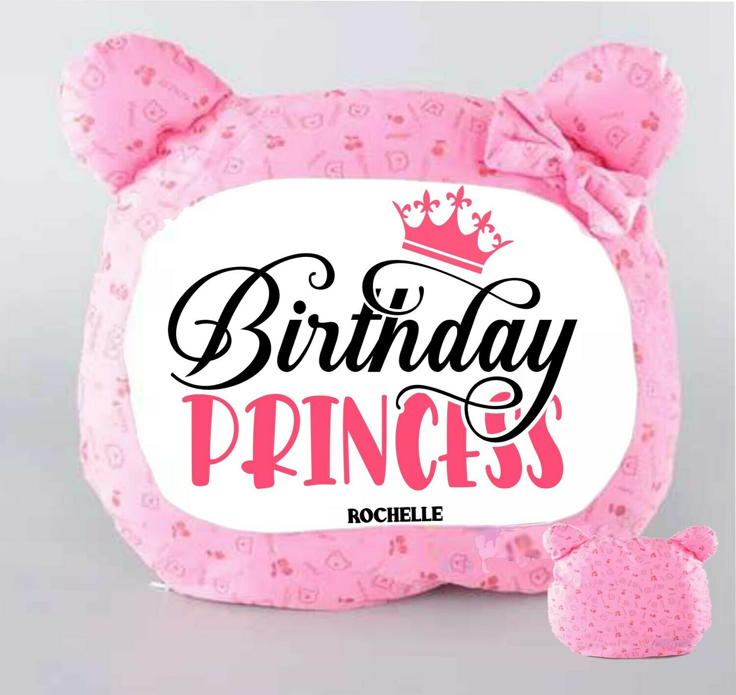 Personalized Bear Head Birthday Pillows-Girls