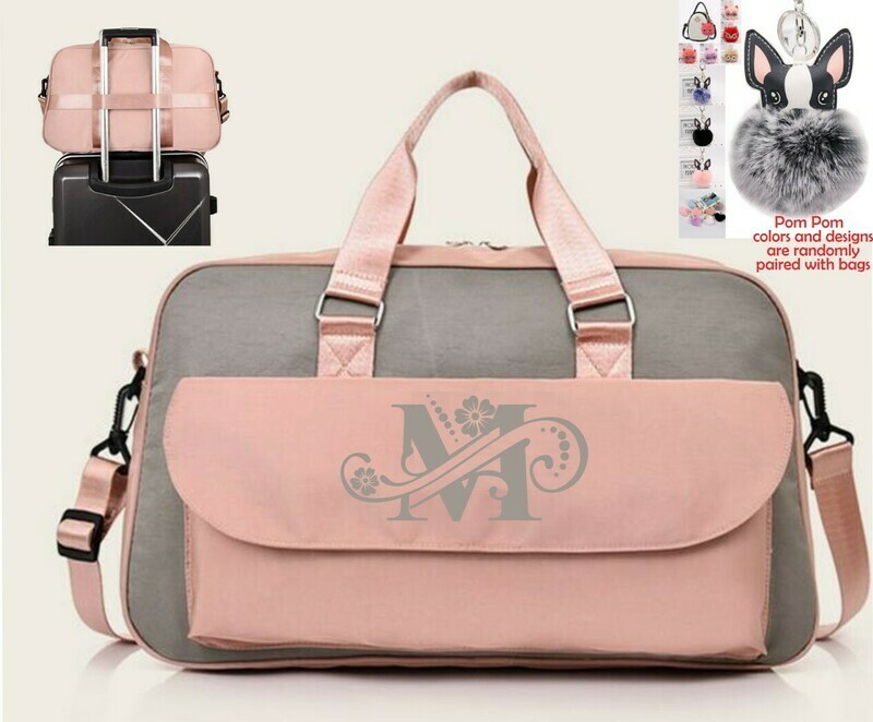 Personalized Weekender Bags With Pom Pom Charm