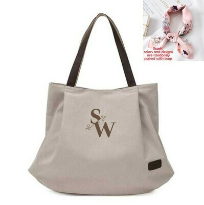 Large Personalized Tote Bags With Scarf