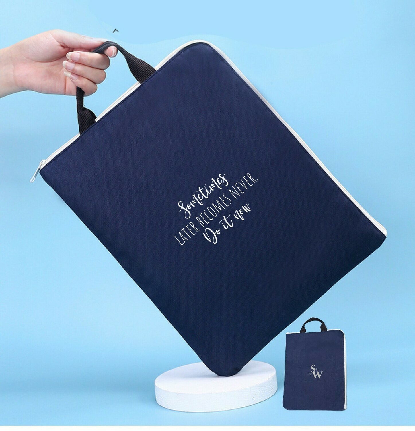 Personalized Tablet/Document Pouches, Select Design: Sometimes Later Becomes...