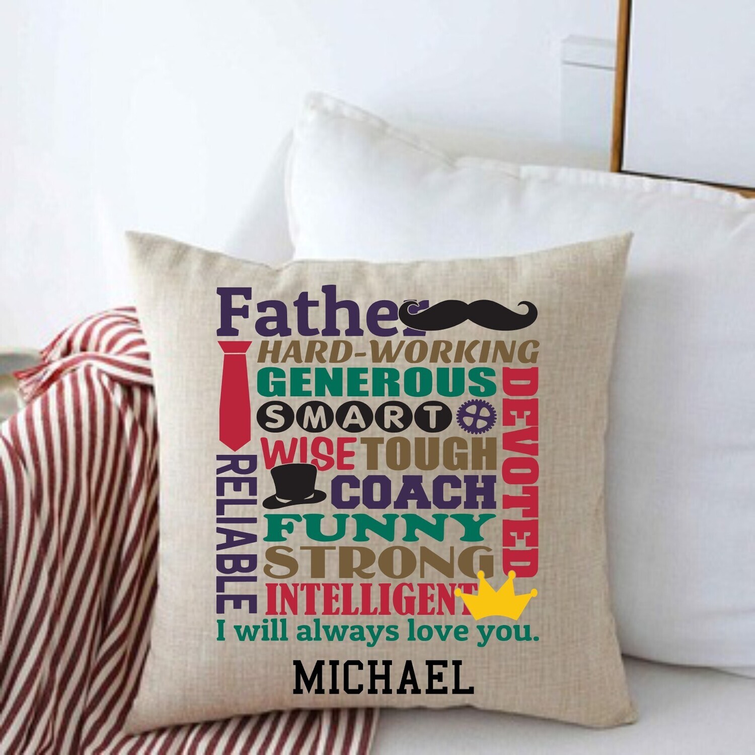 Personalized Throw Pillows for Him-Man Cave-Den-Gifts for Him-Gift for Dad-Holiday-Birthday