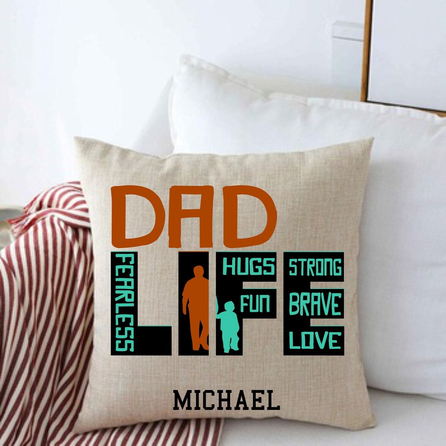 Personalized Throw Pillows for Him-Man Cave-Den-Gifts for Him-Gift for Dad-Holiday-Birthday