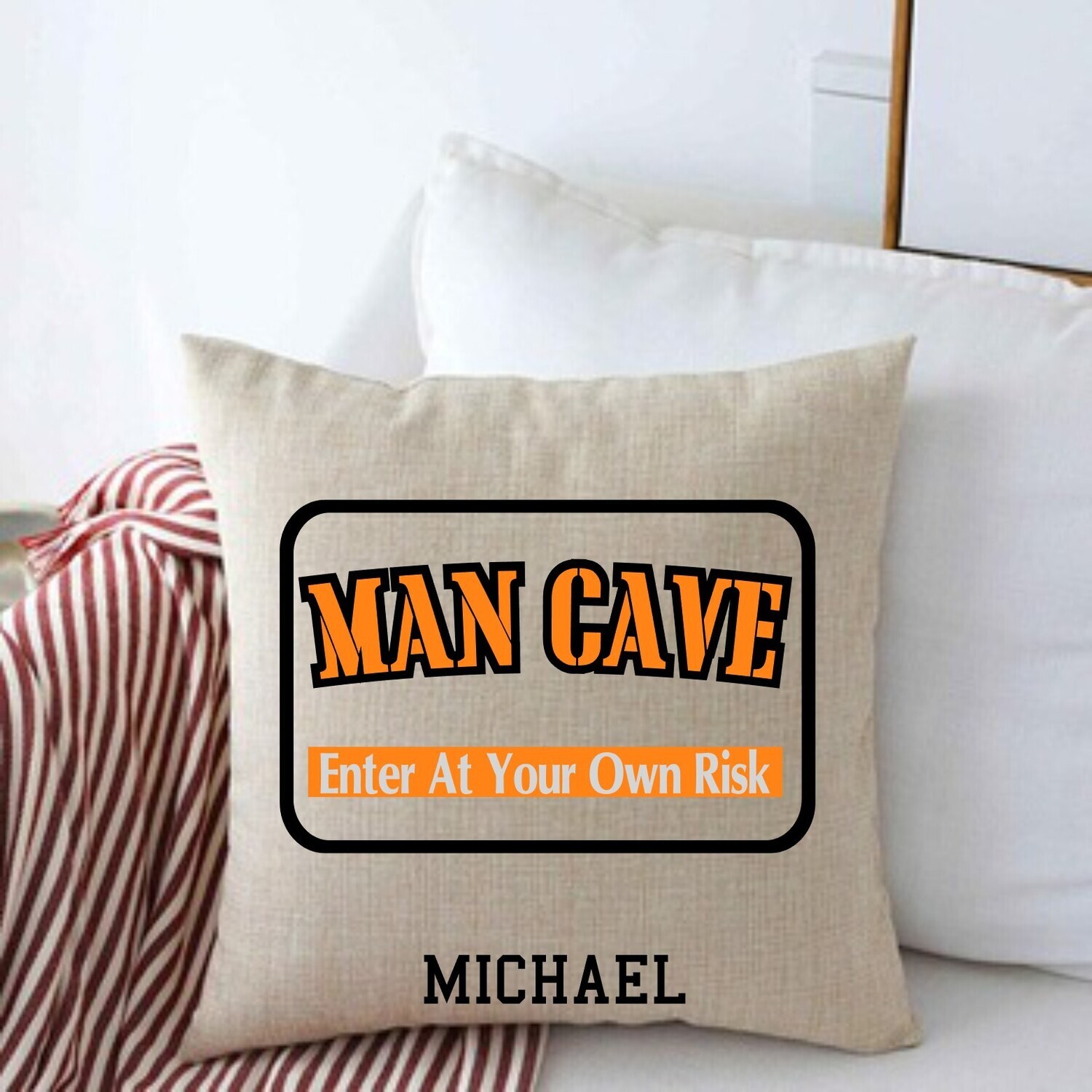 Personalized Throw Pillows for Him-Man Cave-Den-Gifts for Him-Gift for Dad-Holiday-Birthday