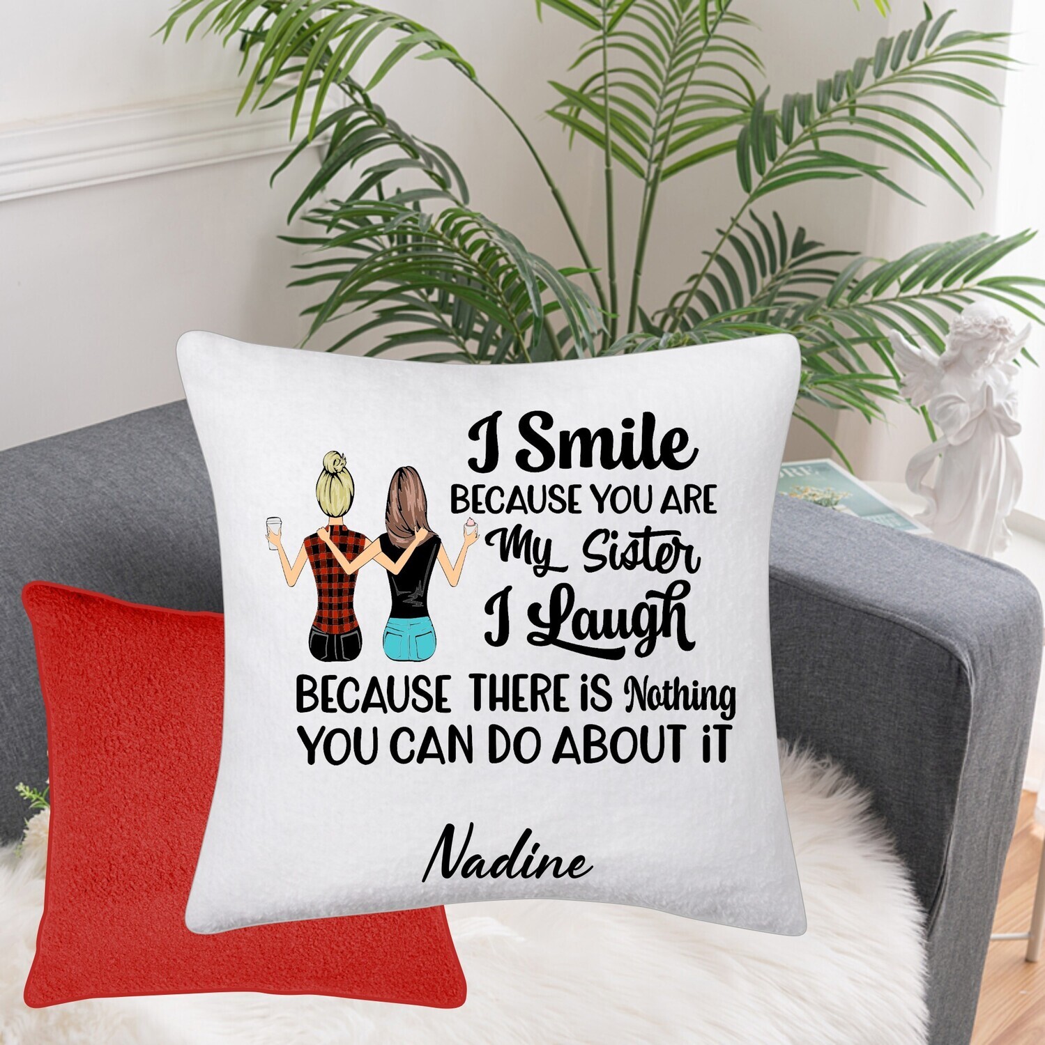 Customized Throw Pillows for Her-Gift for Mom-Customized gift for Her-Gift for Friend-Gift for Sister-Holiday Gift for Her-Housewarming Gift-Birthday Gift for her, Selection: I smile