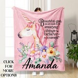 Customized Throw Blankets for Kids-Birthday Gift Girls-Holiday Gift for Girls