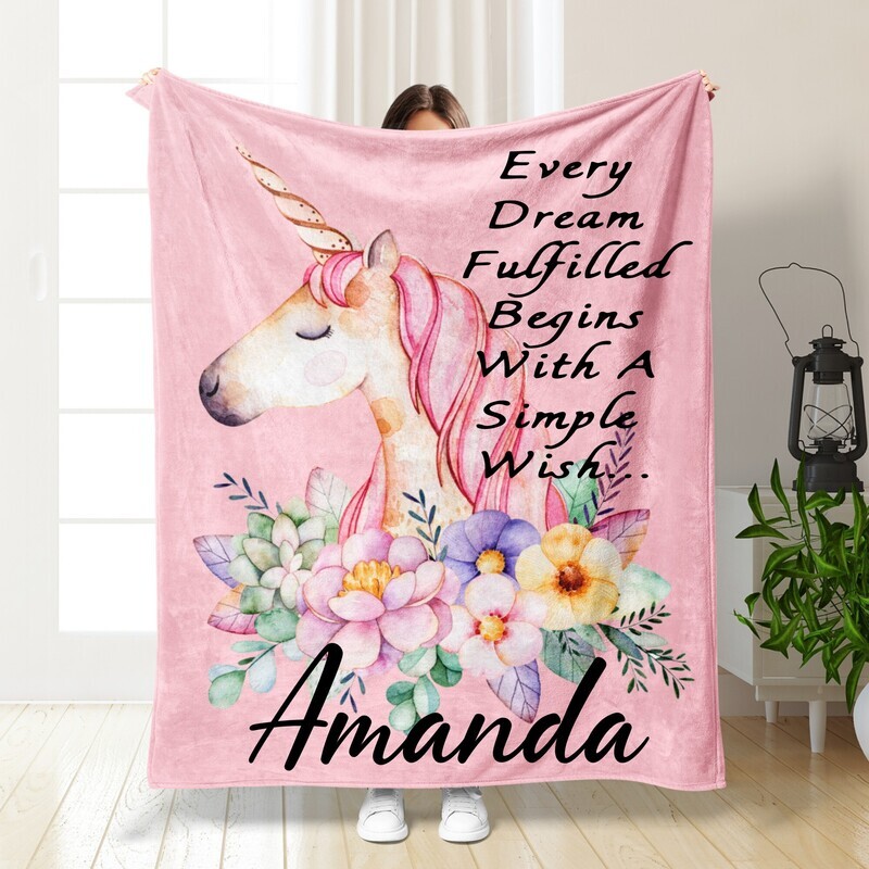 Customized Throw Blankets for Kids-Birthday Gift Girls-Holiday Gift for Girls