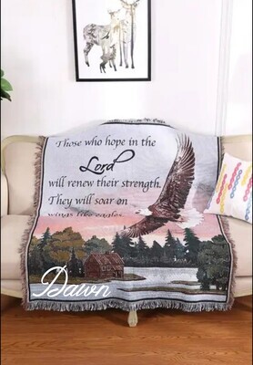 Customized Isiah 40:31 woven tapestry throw blanket, Bible Verse, Large Tapestry Throw Blanket, Scripture, Religious Gift, Customized