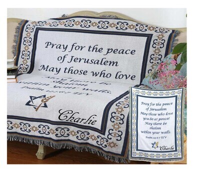 Personalized Woven Sofa Throw blanket-Psalm 122:6-7, Bible Verse Blanket, Fine Quality Tapestry Blanket, Scripture Blanket, Religious Gift,