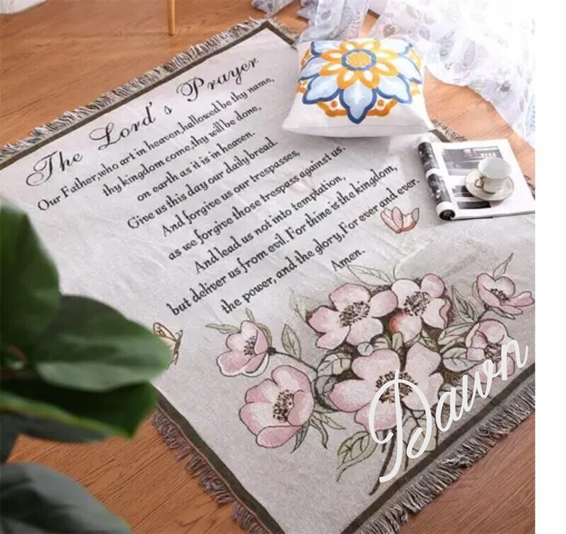 The Lord&#39;s Prayer Customized woven tapestry throw blanket, Bible Verse, Large Tapestry Throw Blanket, Scripture, Religious Gift, Customized