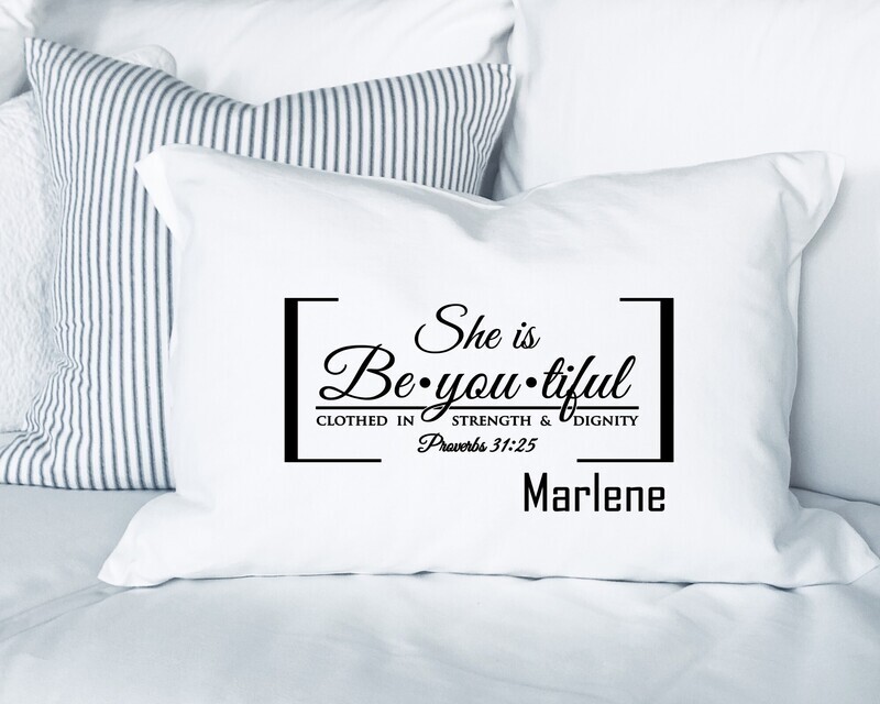 Elegant prayer pillowcase with custom name and spiritual blessings