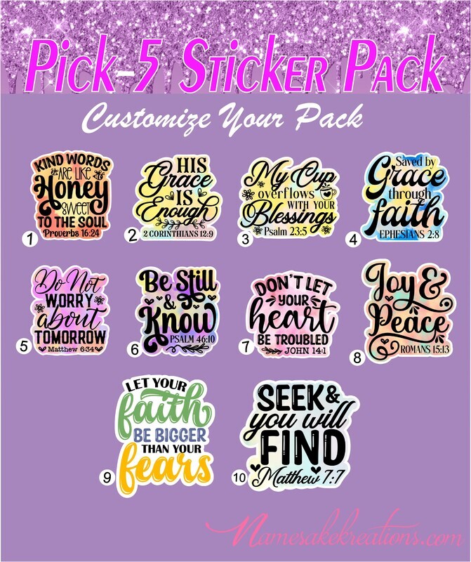 Christian Sticker Pack| Inspirational Stickers| Choose Your Pack Stickers| Waterproof Sticker Bundle| Bible Verse Stickers| Pretty Stickers