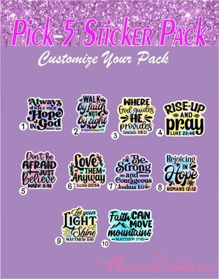 Christian Sticker Pack| Inspirational Stickers| Choose Your Pack Stickers| Waterproof Sticker Bundle| Bible Verse Stickers| Pretty Stickers