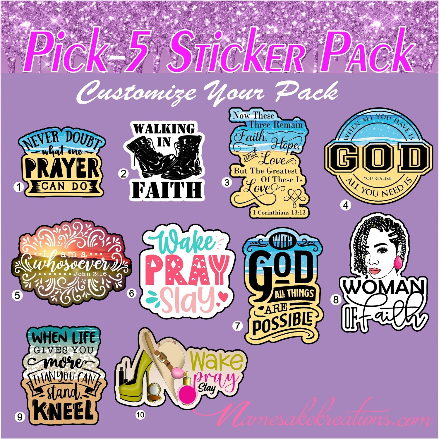Christian Sticker Pack, Inspirational Stickers, Choose Your Pack Stickers, Waterproof Sticker Bundle