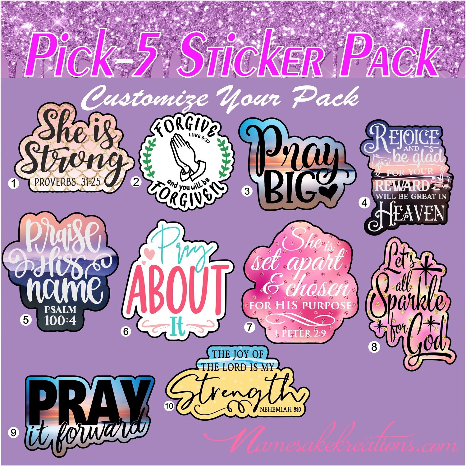 Christian Sticker Pack| Inspirational Stickers| Choose Your Pack Stickers| Waterproof Sticker Bundle| Bible Verse Stickers| Pretty Stickers