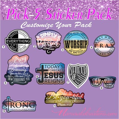 Christian Sticker Pack| Inspirational Stickers| Choose Your Pack Stickers| Waterproof Sticker Bundle| Bible Verse Stickers| Pretty Stickers