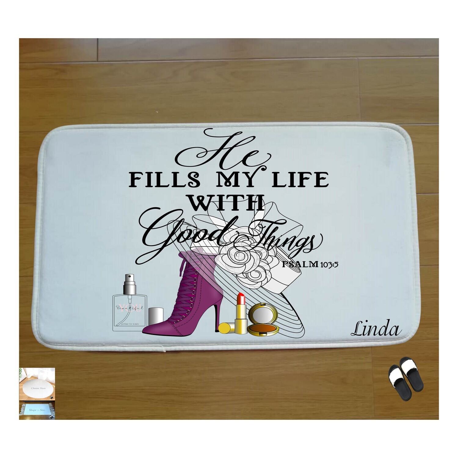 Christian Prayer Mat &quot;HE FILLS MY LIFE&quot; | Personalized Prayer Mat | Inspirational gift | Church gift | Christian gift | Prayer room accessories | Bedside mat