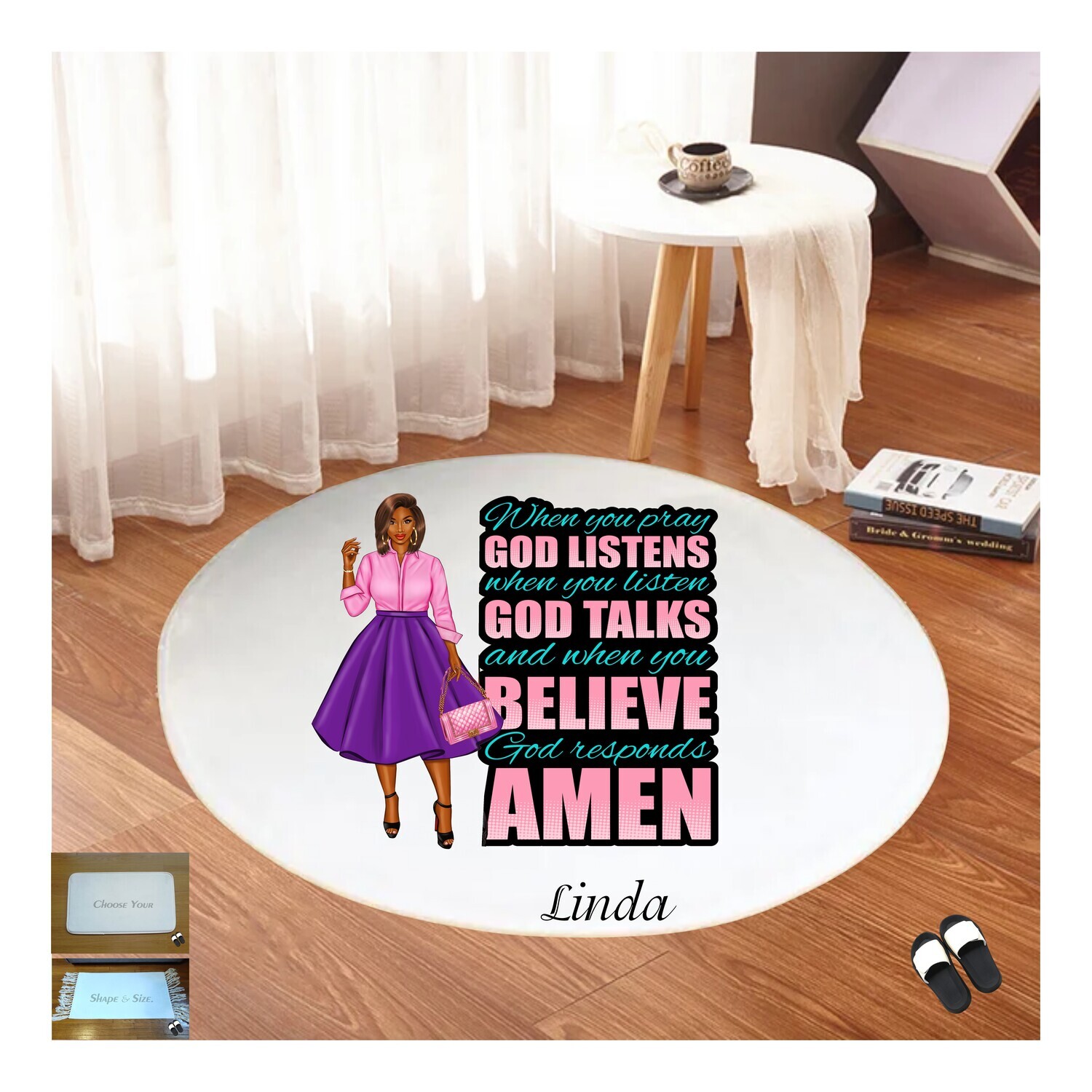 Christian Prayer Mat with Name |Religious Gift| Monogrammed Gift| Custom Church Gift| Blessing Mat| Prayer Room Accessory |Bedside Mat| Christian Comfort Gift| Faith-Inspired Home Decor