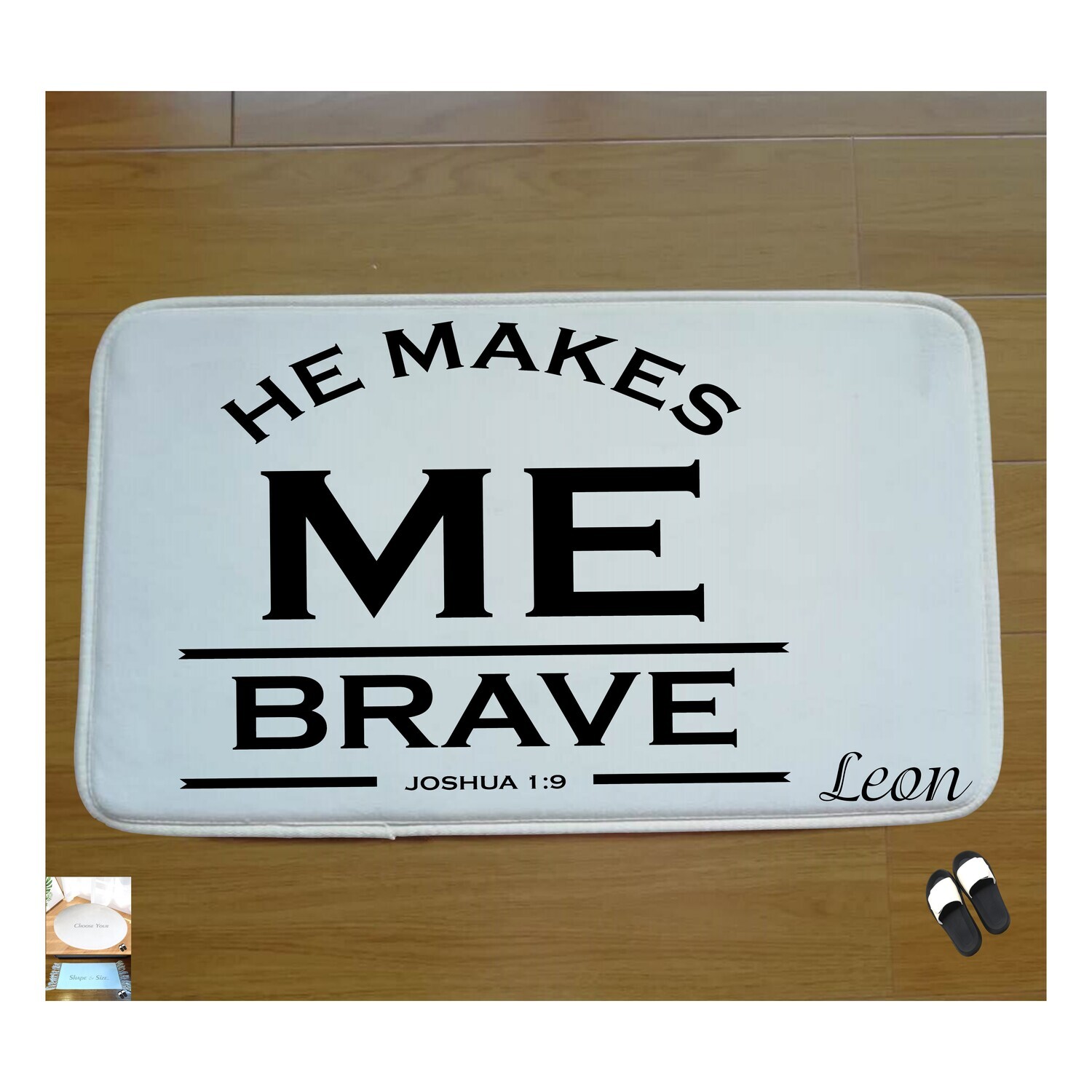 Christian Prayer Mat &quot;HE MAKES ME BRAVE&quot; | Personalized Prayer Mat | Inspirational gift | Church gift | Christian gift | Prayer room accessories | Bedside mat