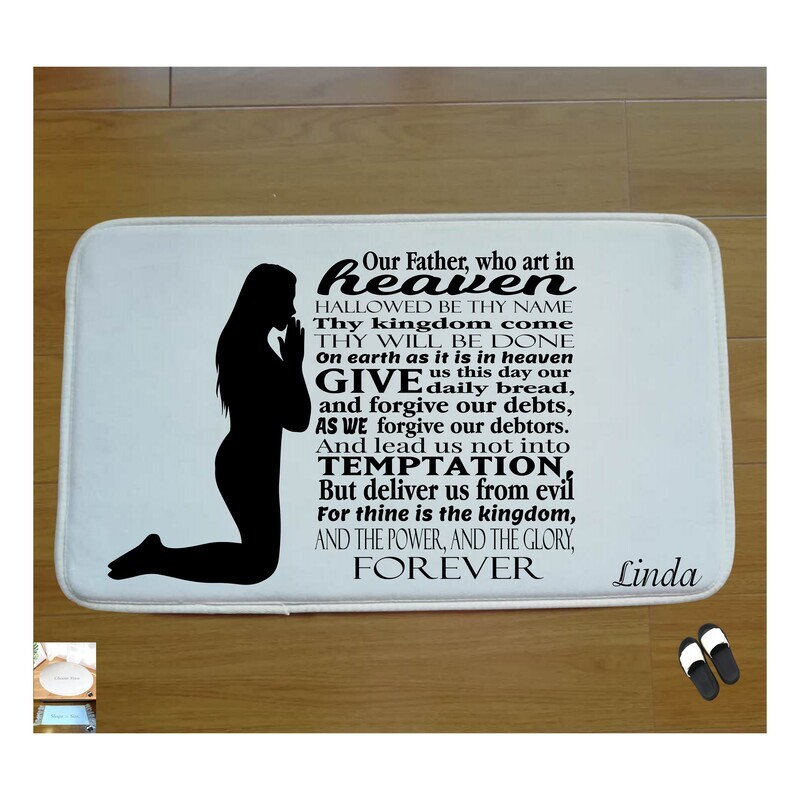Christian Prayer Mat with Name |Religious Gift| Monogrammed Gift| Custom Church Gift| Blessing Mat| Prayer Room Accessory |Bedside Mat| Christian Comfort Gift| Faith-Inspired Home Decor
