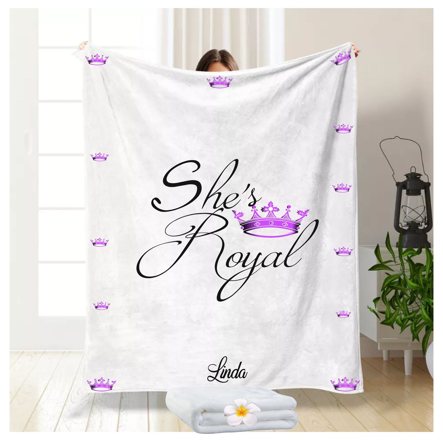 Customized Throw Blankets for Friends &amp; Family &quot;She&#39;s Royal&quot;| Gift for Mom| Customized gift for Her| Gift for Sister| Holiday Gift for Her| Housewarming Gif| Birthday gift for Her