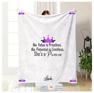 Customized Throw Blankets for Friends &amp; Family &quot;She&#39;s a Princess&quot;| Gift for Mom| Customized gift for Her| Gift for Sister| Holiday Gift for Her| Housewarming Gif| Birthday gift for Her