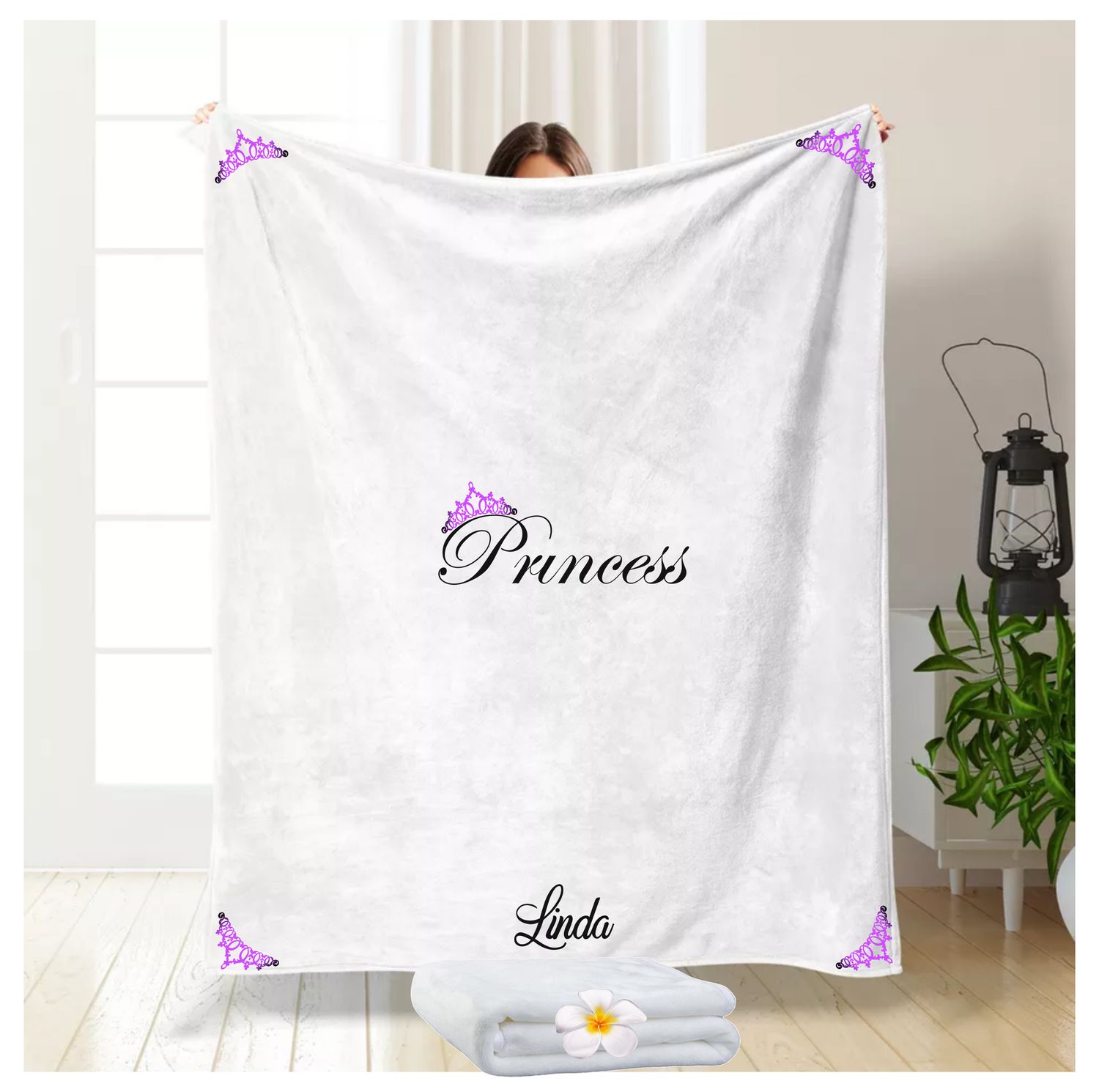 Customized Throw Blankets for Friends &amp; Family &quot;Princess&quot;| Gift for Mom| Customized gift for Her| Gift for Sister| Holiday Gift for Her| Housewarming Gif| Birthday gift for Her
